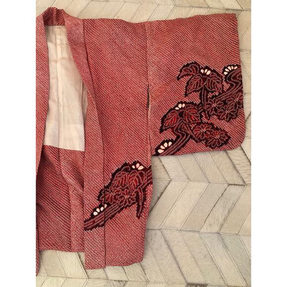 Kimono Haori Jacket Beautiful Pink Red Plum Flower Shibori Dyed ~ Breathtaking - Picture 11 of 11